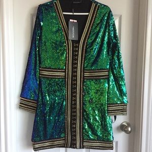 PrettyLittleThing Green Embellished Sequin Dress